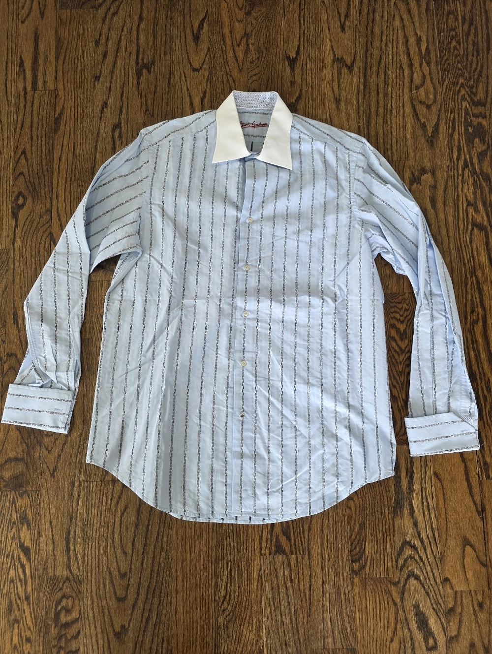 Robert Graham Blue Striped Long Sleeve Dress Shirt Size 42 / 16.5 - Picture 3 of 9